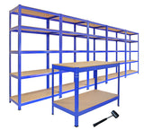 Bultlösa Garagehyllor med 5 Hyllplan - Bargain Busting Bundle