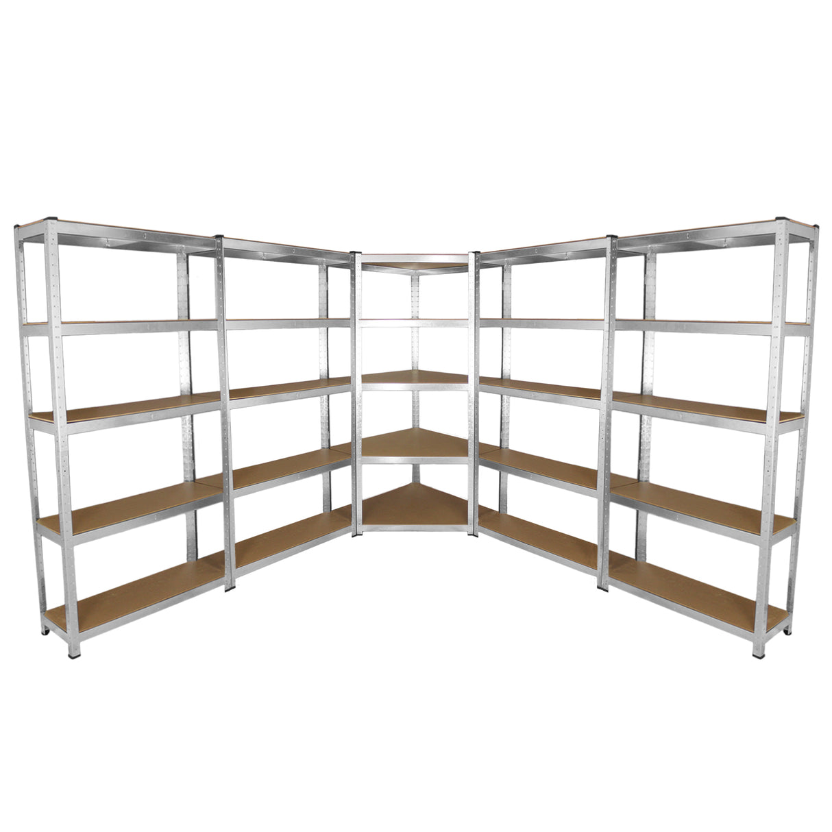 Galwix 90cm Hyllpaket: Hörnhylla och 4 Garagehyllor