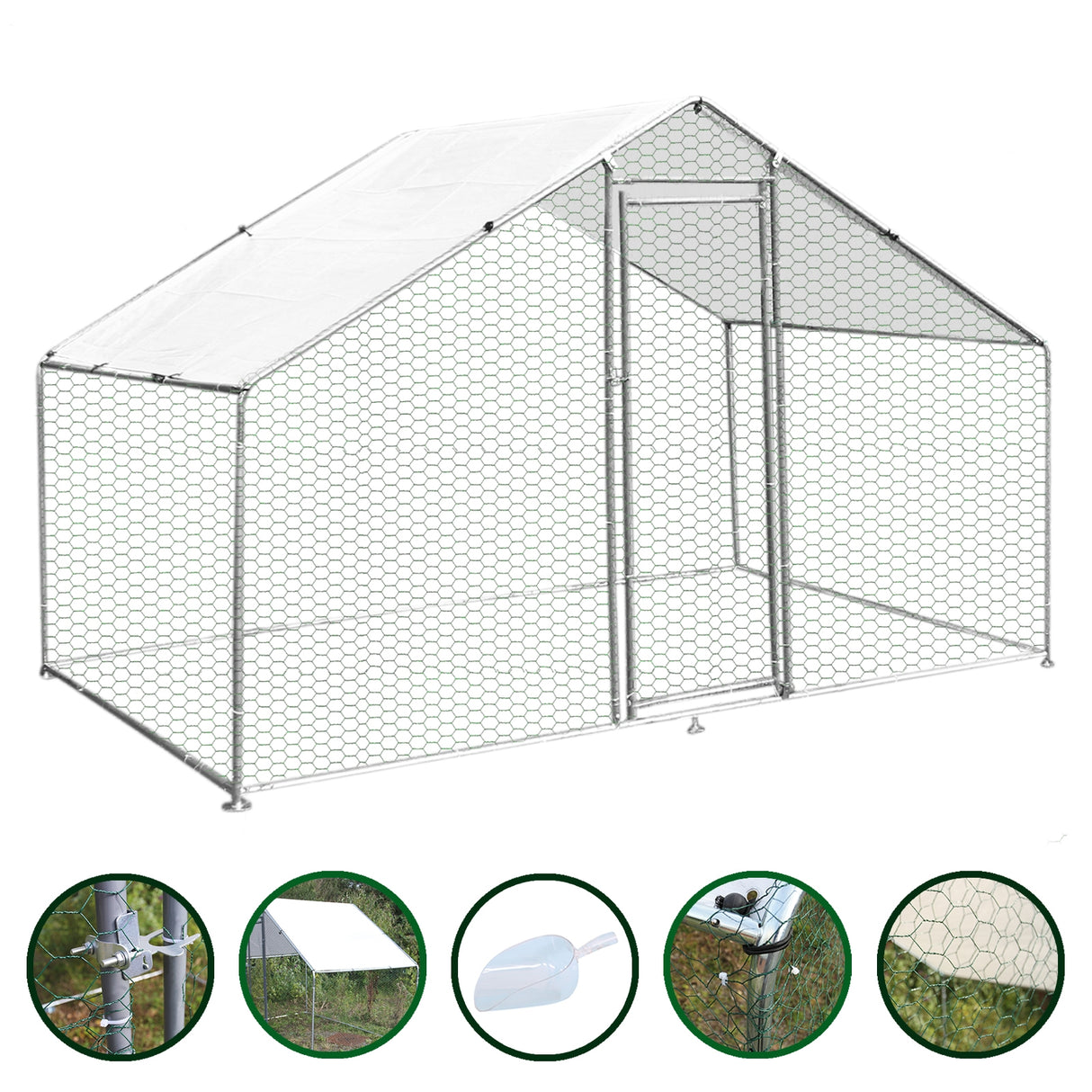 Hönsgård med vattentätt tak 3 m x 2 m x 2 m