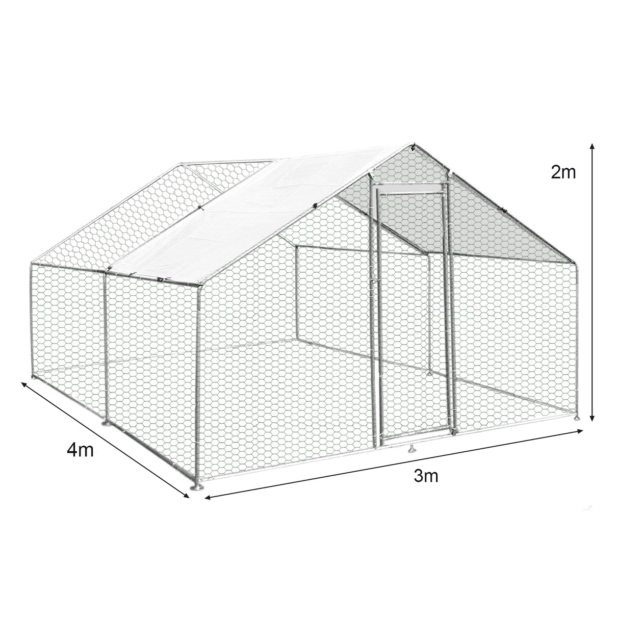 Hönsgård med Vattentätt Tak 3 m x 4 m x 2 m