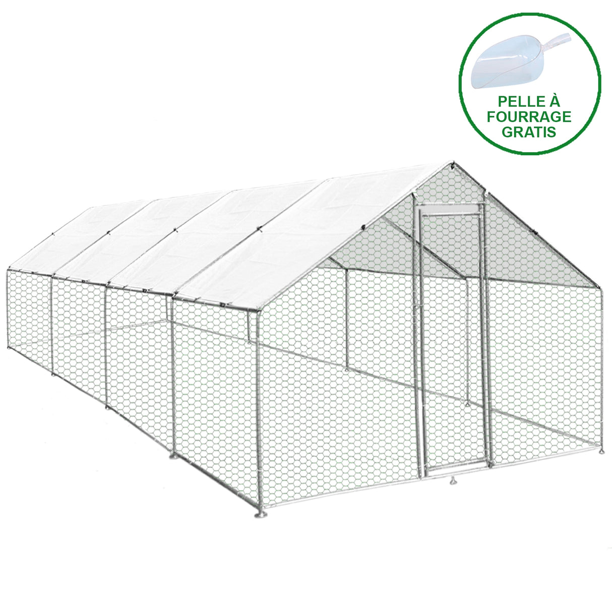 Hönsgård med 2 st Vattentäta Tak 3 m x 8 m x 2 m