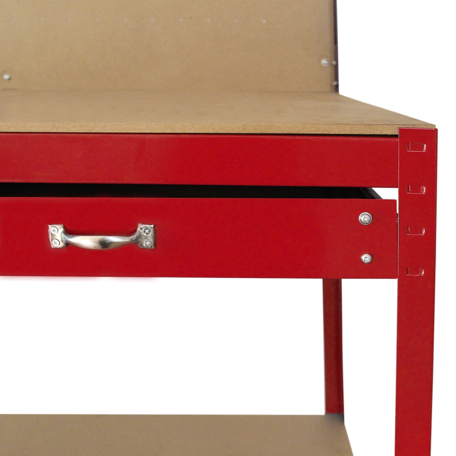 Arbetsbänk med Verktygstavla & Låda i Rött