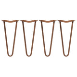 Kopparfärgade hårnålsben i set om fyra, 30 cm långa, med en elegant V-form och slät yta för stabila möbelben