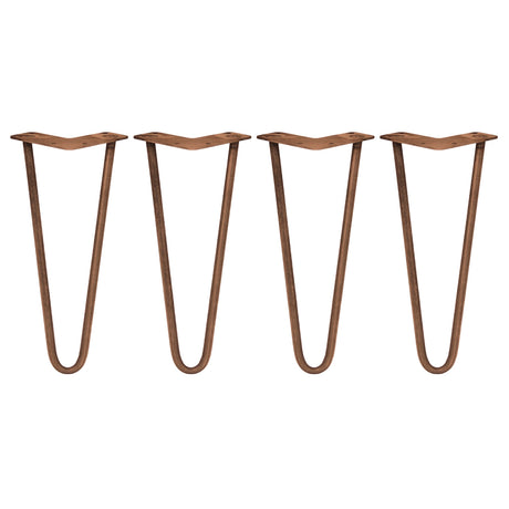 Kopparfärgade hårnålsben i metall, 30 cm långa, med en elegant V-form, perfekt för att skapa moderna möbler eller inredning