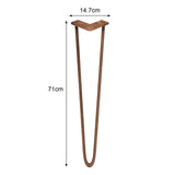 Kopparfärgad hårnålsben med två stänger, 71 cm långa och 12 mm tjocka, med en V-formad topp för stabilitet och stil