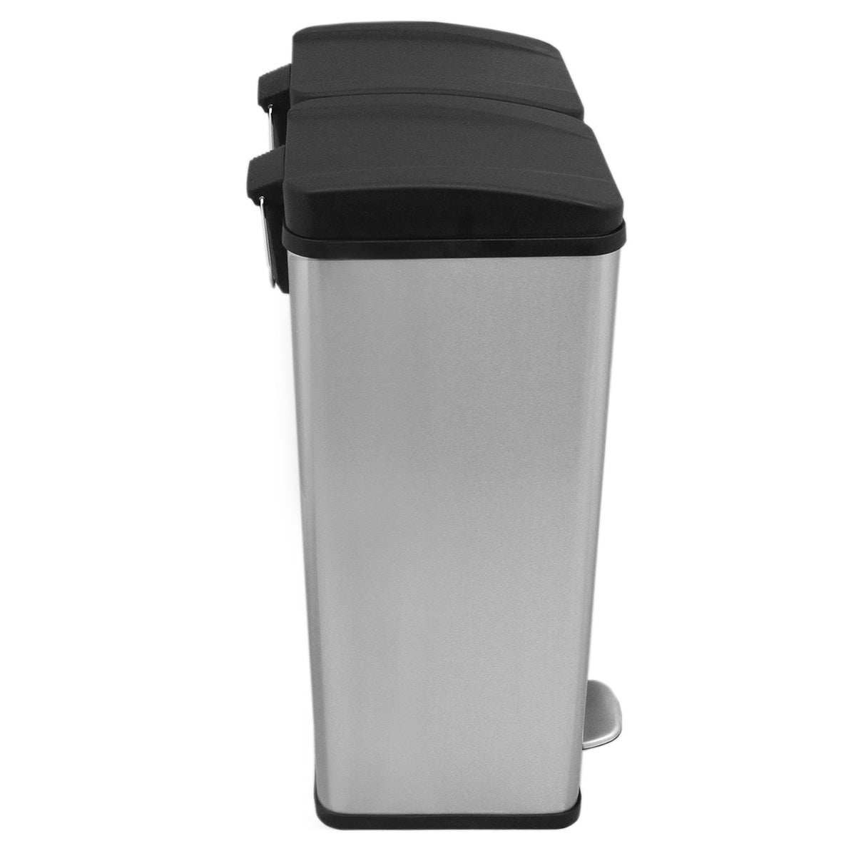 60 L Dubbla Soptunnor med pedaler | Silver