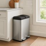 60 L Dubbla Soptunnor med pedaler | Silver