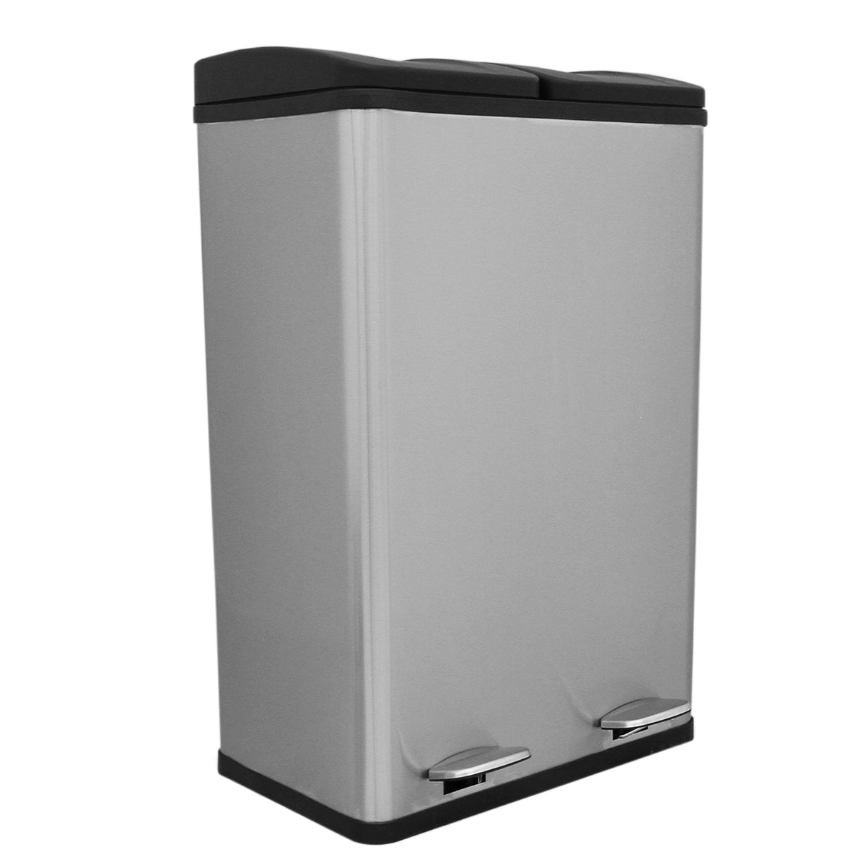 60 L Dubbla Soptunnor med pedaler | Silver