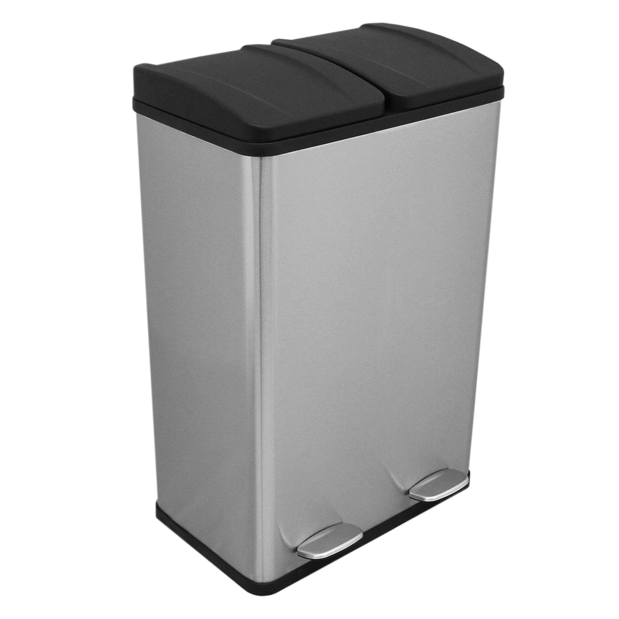 60 L Dubbla Soptunnor med pedaler | Silver