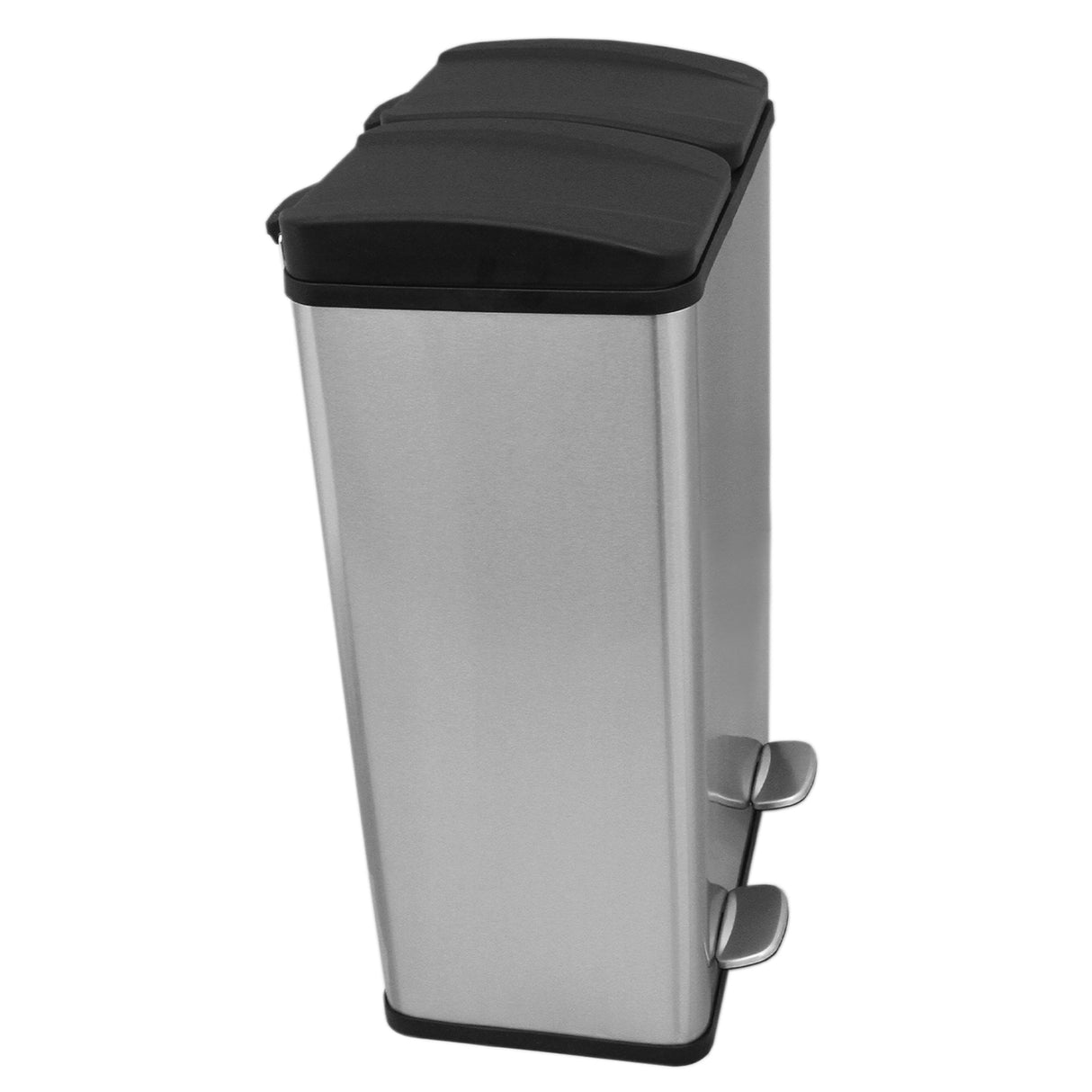 60 L Dubbla Soptunnor med pedaler | Silver