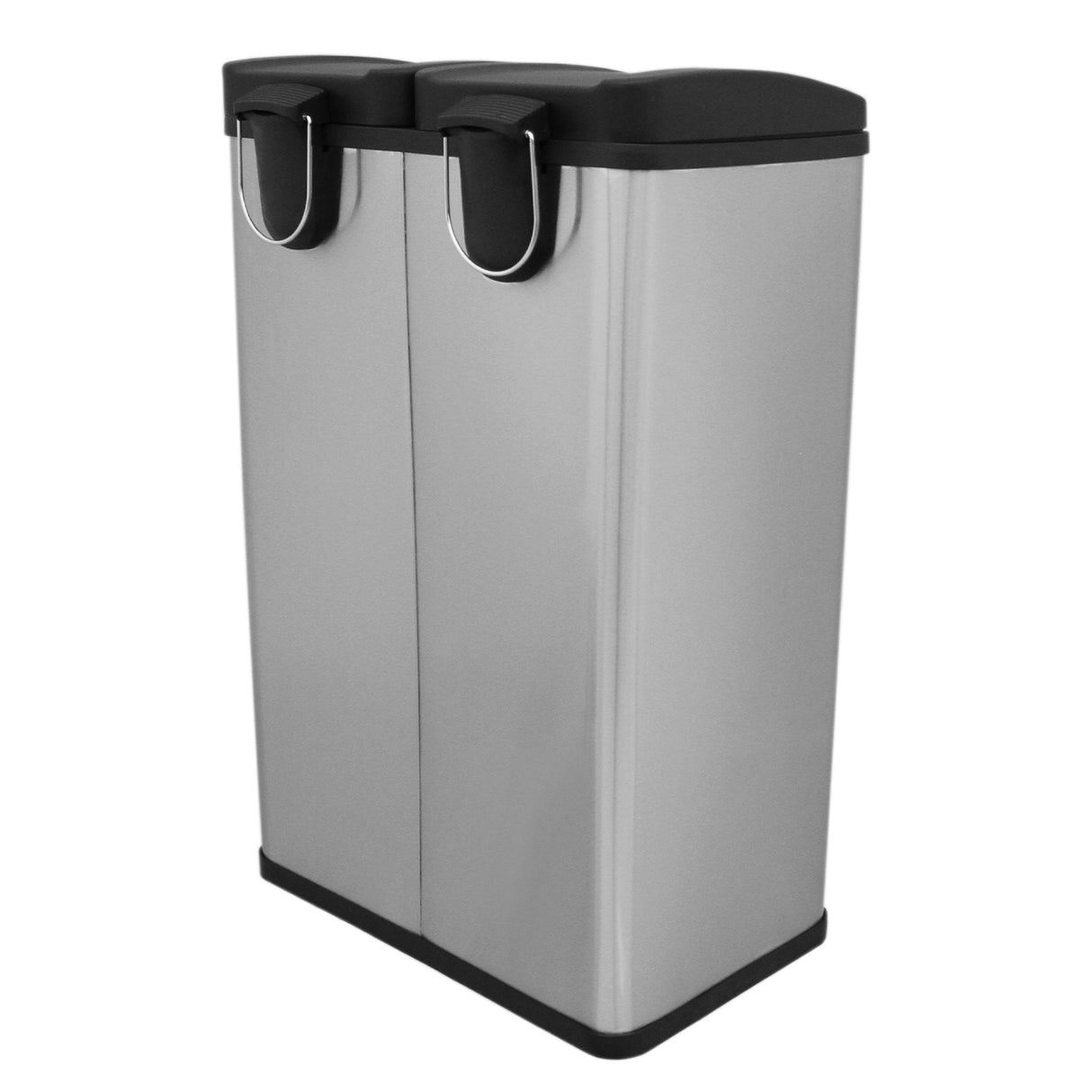60 L Dubbla Soptunnor med pedaler | Silver
