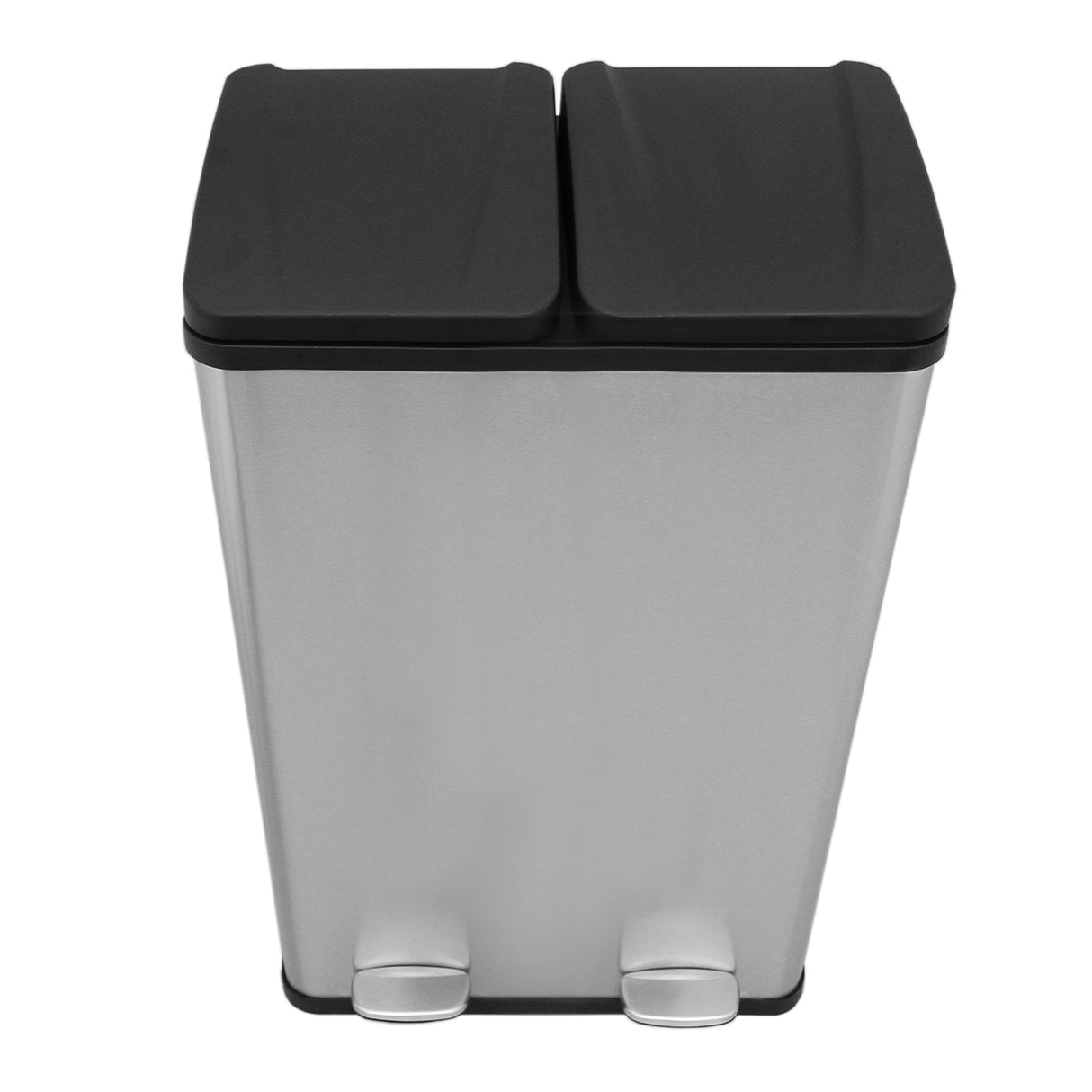 60 L Dubbla Soptunnor med pedaler | Silver