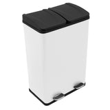 60 L Dubbla Soptunnor med pedaler | Vit