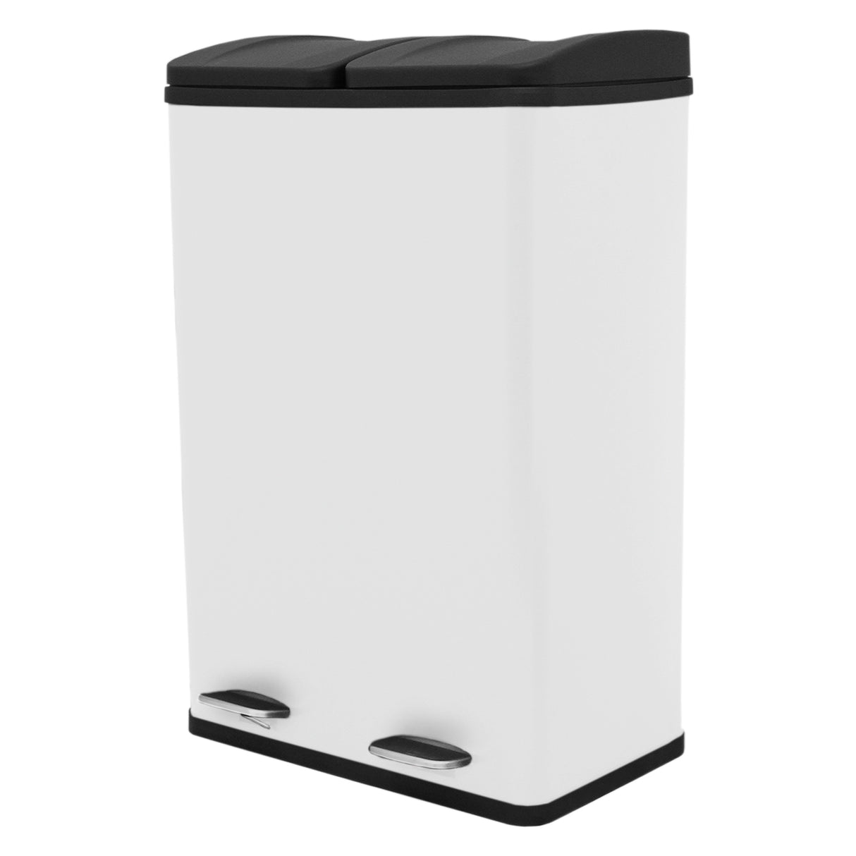 60 L Dubbla Soptunnor med pedaler | Vit