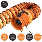 MaxBlast Industriell Byggfläkt Verkstadsfläkt 250mm 320W - 6m Fläktslang