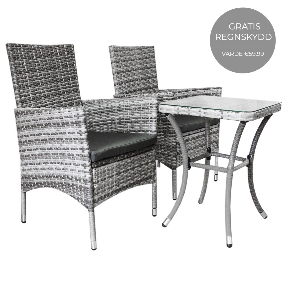Jardí Rotting Möbelgrupp i Bistro-stil Ljusgrå