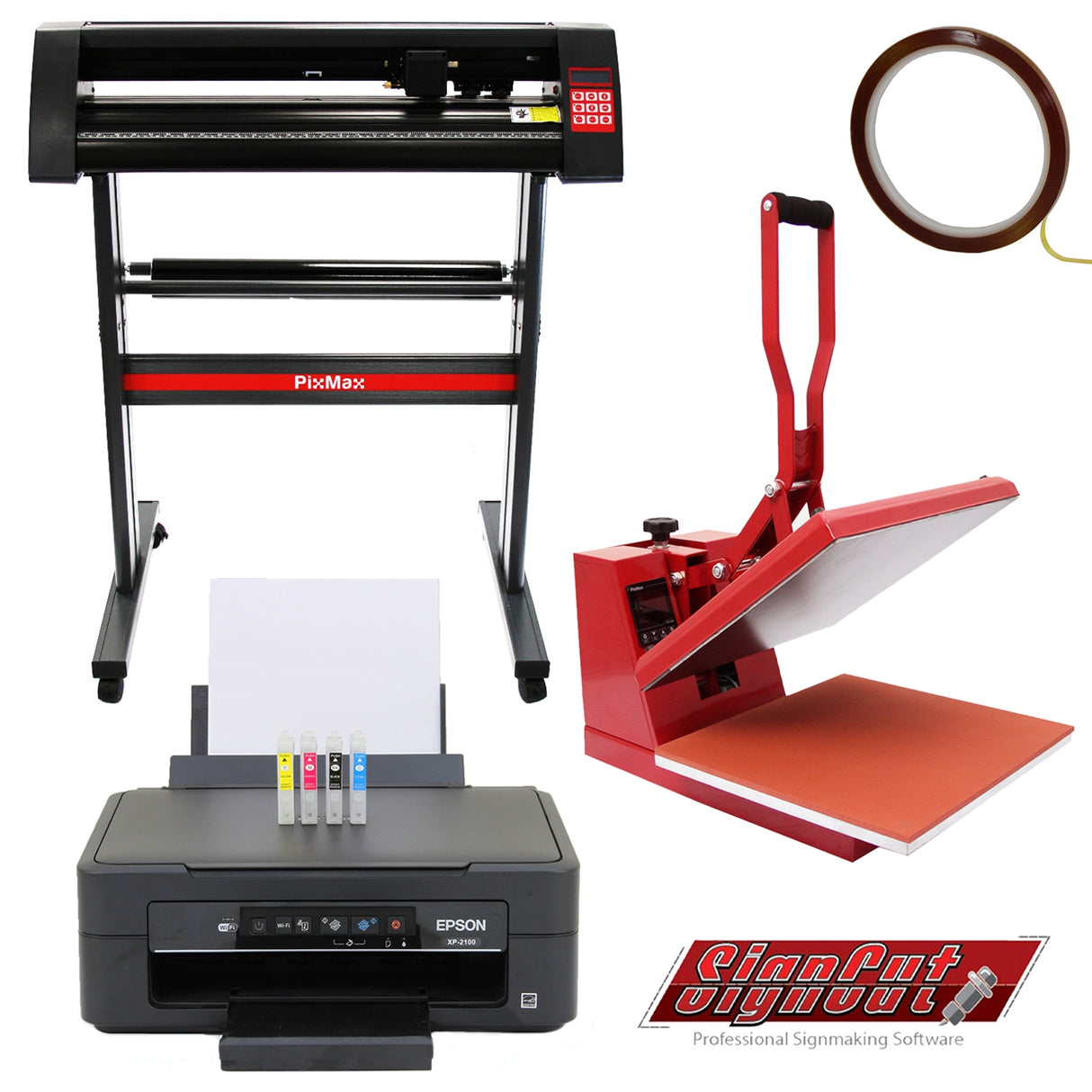 38cm Värmepress, 720mm Skärplotter & Epson-skrivare