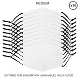 Ansiktsmasker i Medium Storlek för Sublimering Blanka / 10 Pack