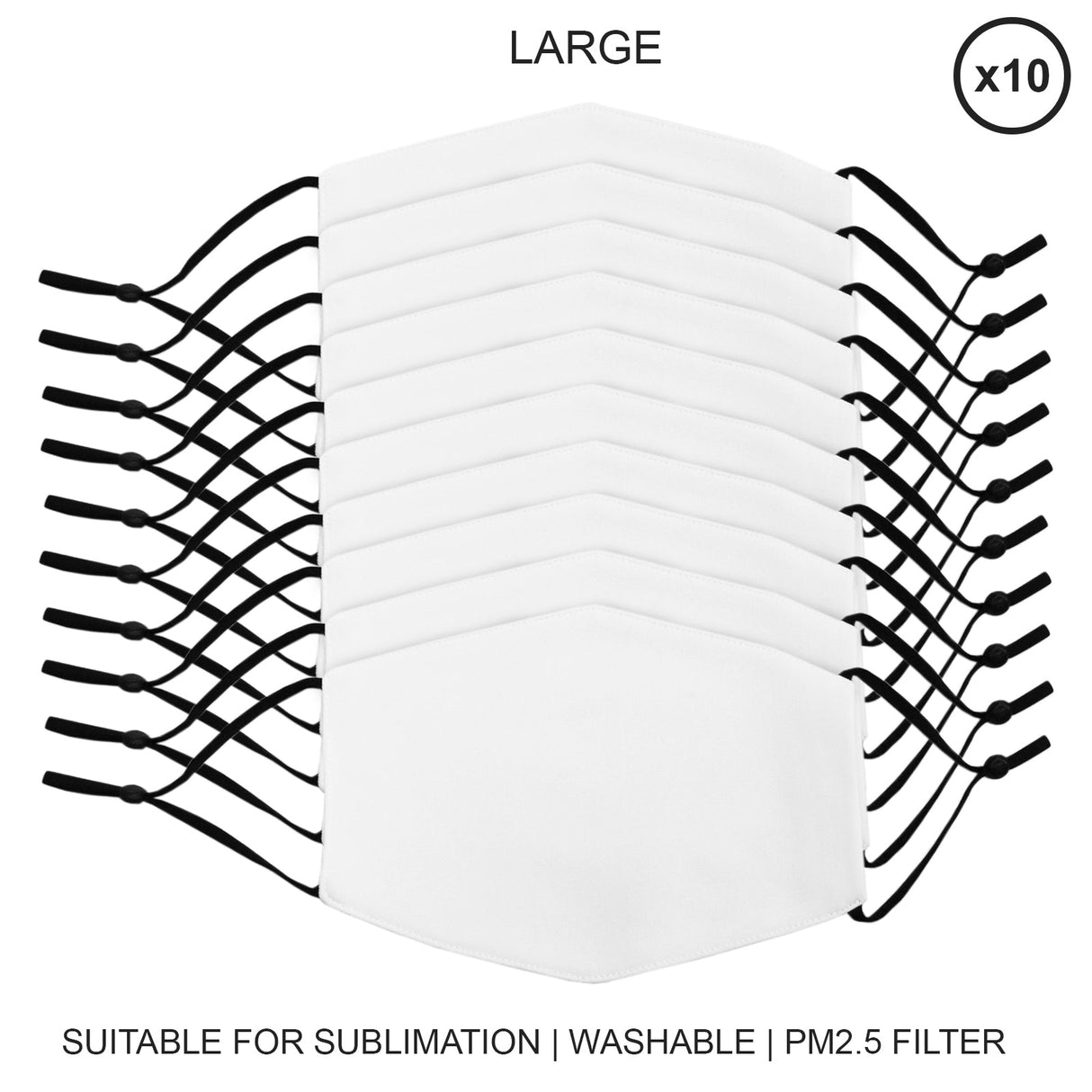 Stora ansiktsmasker för sublimering / 10-pack