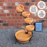 Fontän Rinnande Skålar med Solcell - Terrakotta
