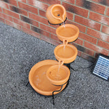 Fontän Rinnande Skålar med Solcell - Terrakotta