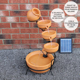 Fontän Rinnande Skålar med Solcell - Terrakotta