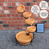Fontän Rinnande Skålar med Solcell - Terrakotta