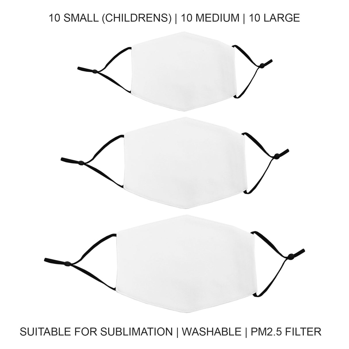 Ansiktsmasker SubliTöm Blanks Paket / 30-pack