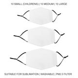 Ansiktsmasker SubliTöm Blanks Paket / 30-pack