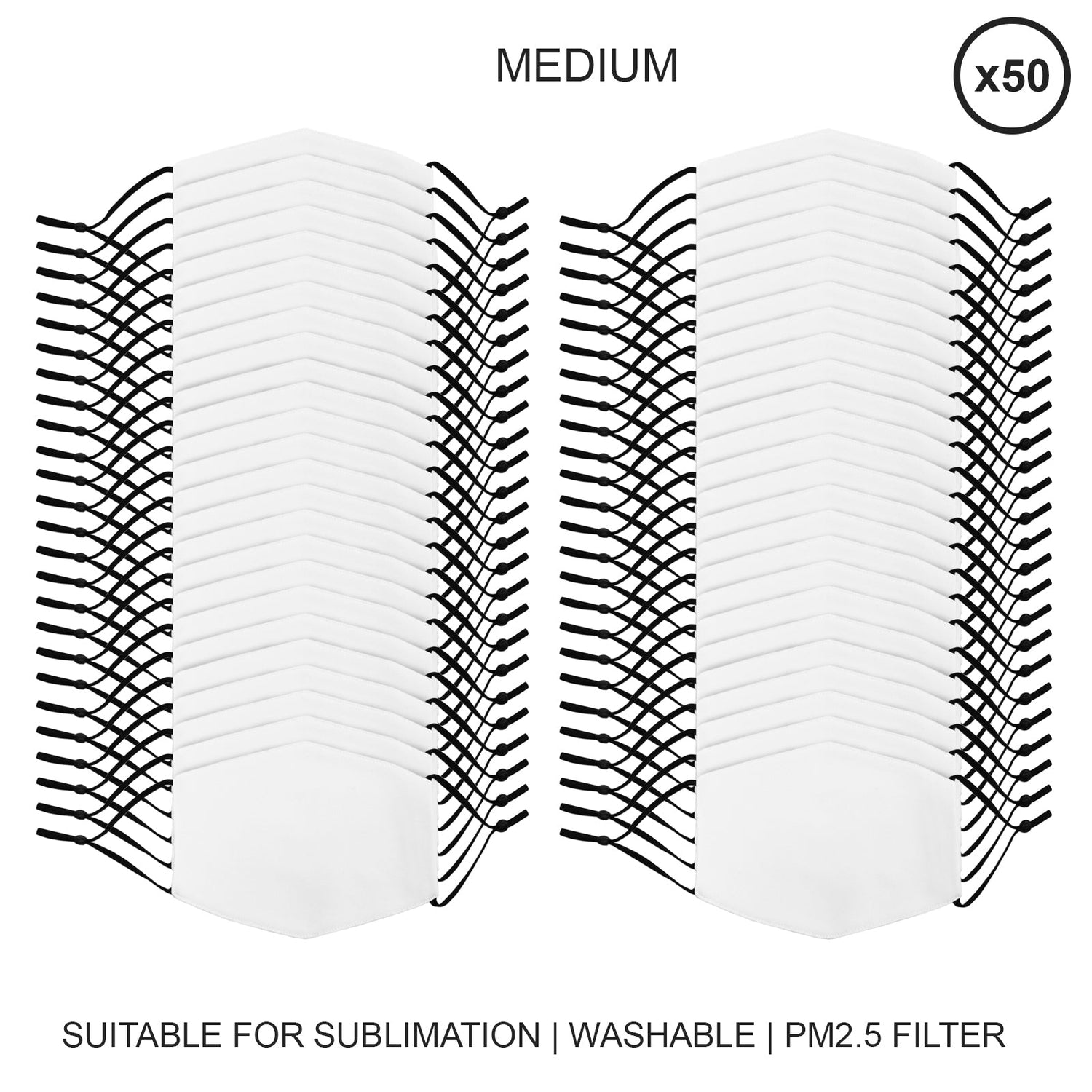 Medelstora ansiktsmasker för sublimering / 50-pack