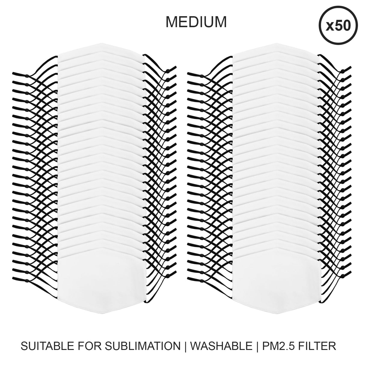 Stora ansiktsmasker för sublimering / 50-pack