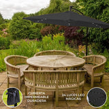 Grått 3m LED Cantilever Parasoll