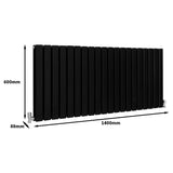 Designerradiatorer med Platta Paneler Svarta 600mm x 1400mm