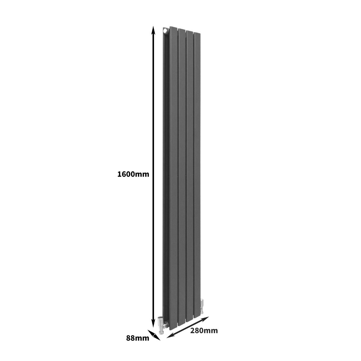 Designerradiatorer med Platta Paneler Mörkgrå 1600mm x 280mm