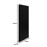 Designerradiatorer med Platta Paneler Svarta 1600mm x 700mm