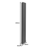 Designerradiatorer med Platta Paneler Mörkgrå 1800mm x 280mm
