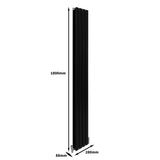 Designerradiatorer med Platta Paneler Svarta 1800mm x 280mm
