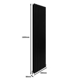 Designerradiatorer med Platta Paneler Svarta 1800mm x 560mm