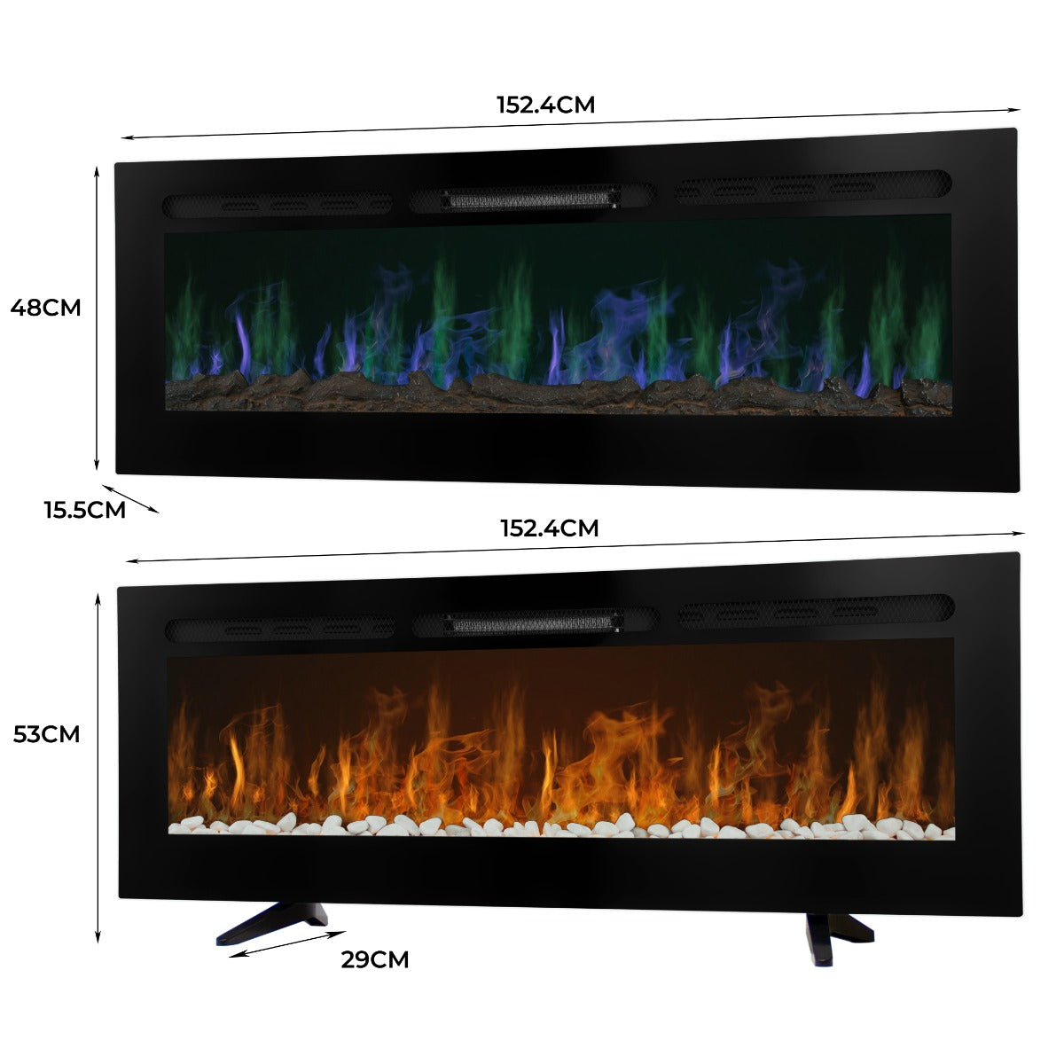 Elektrisk Väggmonterad Eldstad 60”