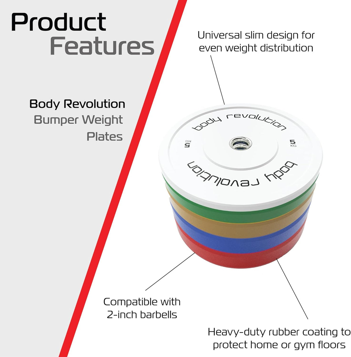 Body Revolution 2 x 25 kg Röda Olympiska Bumpervikter