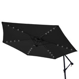 Grå 3m LED Cantilever Parasoll med Solfjäderformad Bas