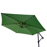Grön 3m LED Cantilever Parasoll med Solfjäderformad Bas