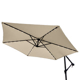 Beige 3m LED Cantilever Parasoll med Fyrkantig Bas
