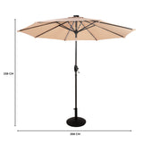 Lutbart LED-Parasoll 2,7 m med Fot – Beige