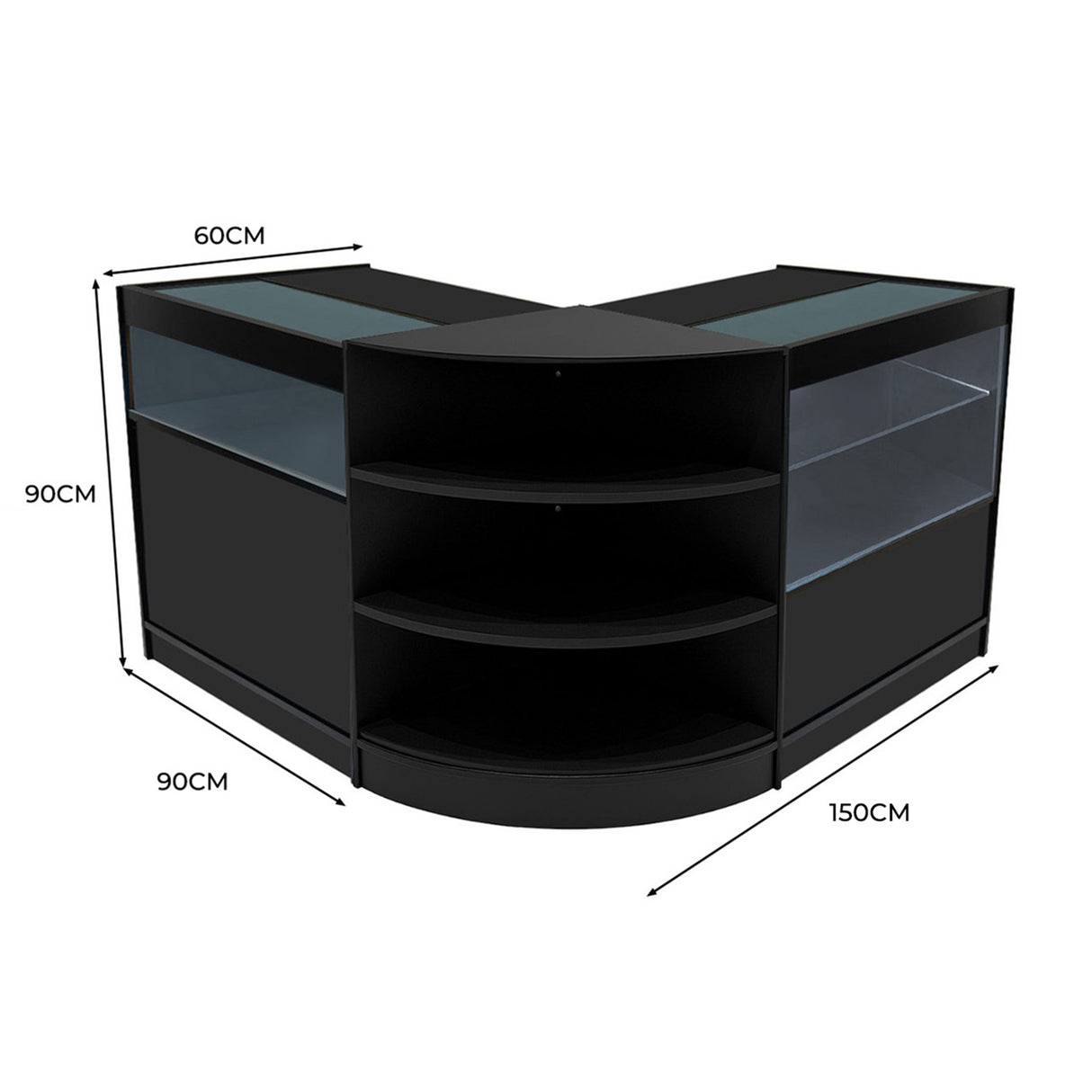"HARMONIA" Set med LED-belysta Butiksmoduler LM60+B900+C900 – Svart