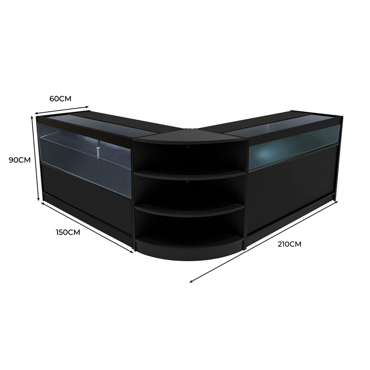 "HARMONIA" Set med LED-belysta Butiksmoduler LM60+B1500+C1500 – Svart