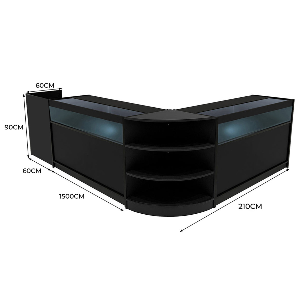 "SAGITTARIUS " Set med LED-belysta Butiksmoduler LM60 + 2xB1500 + TB60 – Svart