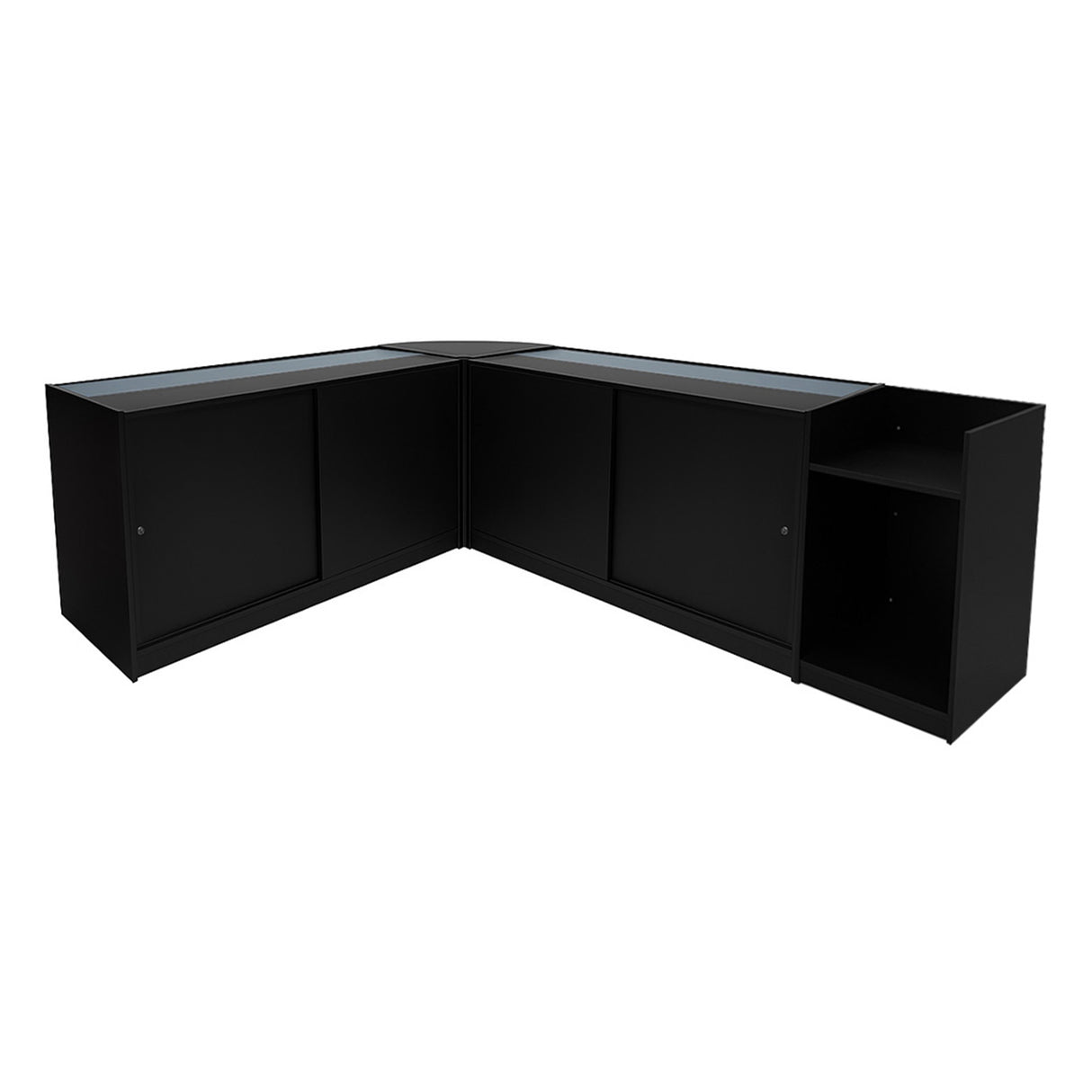 "THEIA" Set med LED-belysta Butiksmoduler LM60 + K1500 + C1500 + TB60 – Svart
