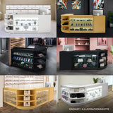"THEIA" Set med LED-belysta Butiksmoduler LM60 + K1500 + C1500 + TB60 – Svart