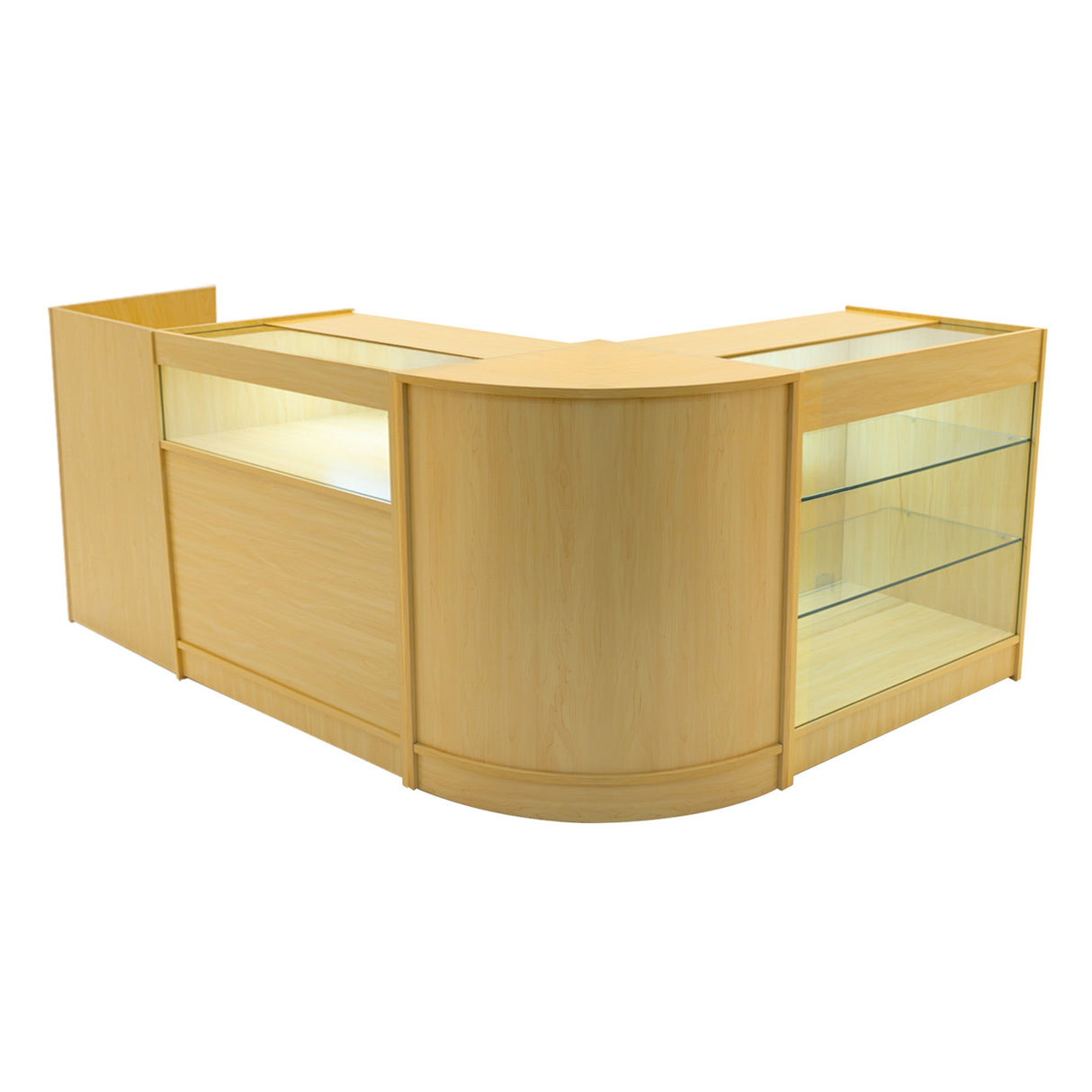 "POLARIS" Set med LED-belysta Butiksmoduler CM60 + B900 + K900 + TB60 – Lönnfärgad finish